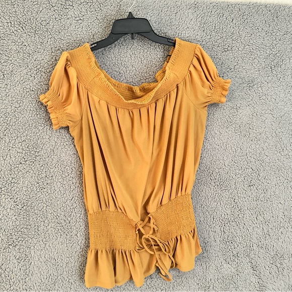 Blu Pepper Tops - Perch By Blue Pepper Women's Mustard Smocked Top Size 1XL